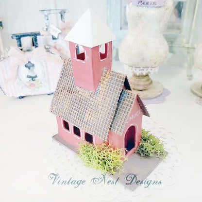Putz Red School House No.1 Handmade Miniature image 1