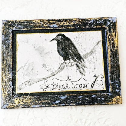 Black Crow No.1:3 Dollhouse Miniature Handmade Wooden Framed Art image 1