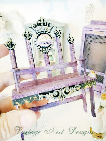Shabby Princess Bench No.4 Dollhouse Miniature Handmade image 2