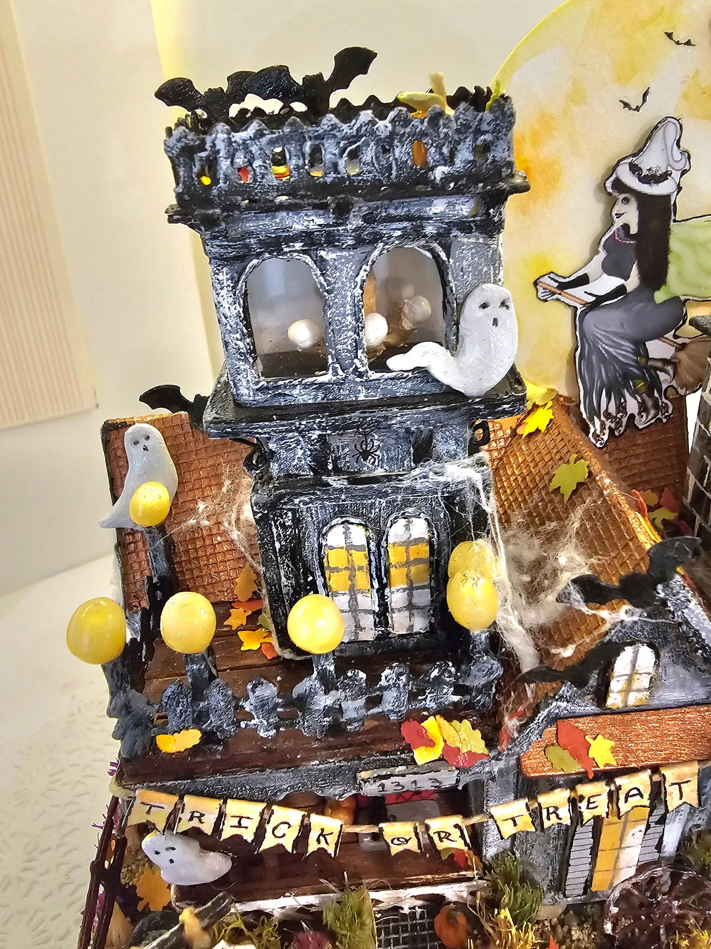Miniature Haunted Halloween Dollhouse Mansion No.3 Handmade One of a Kind Collectible Artist Made