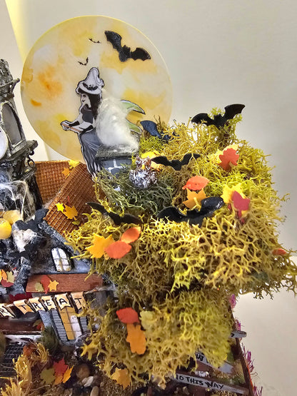 Miniature Haunted Halloween Dollhouse Mansion No.3 Handmade One of a Kind Collectible Artist Made