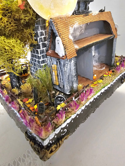 Miniature Haunted Halloween Dollhouse Mansion No.3 Handmade One of a Kind Collectible Artist Made