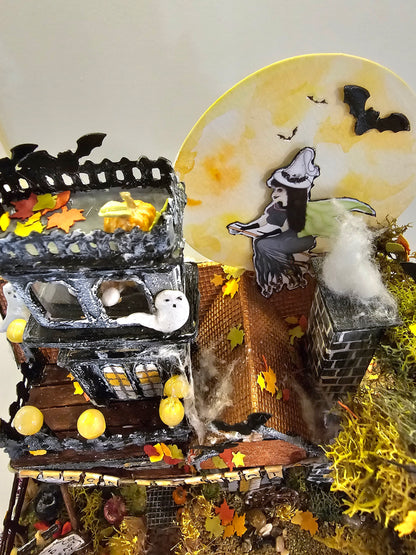 Miniature Haunted Halloween Dollhouse Mansion No.3 Handmade One of a Kind Collectible Artist Made