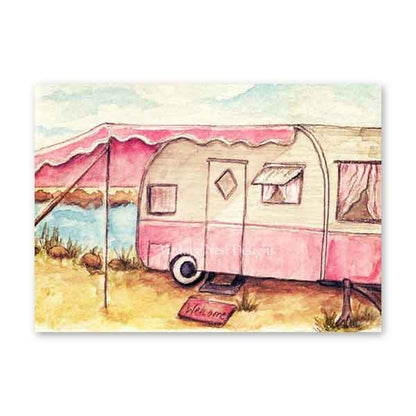 Barbie Pink Camper No.1 Digital Print Watercolor Painting image 2