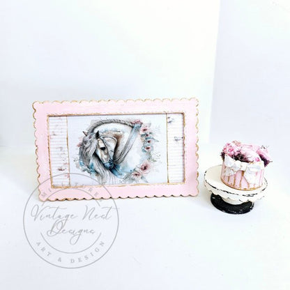 Andalusian Horse No.1:8 Dollhouse Miniature Handmade Wooden Framed Art image 6