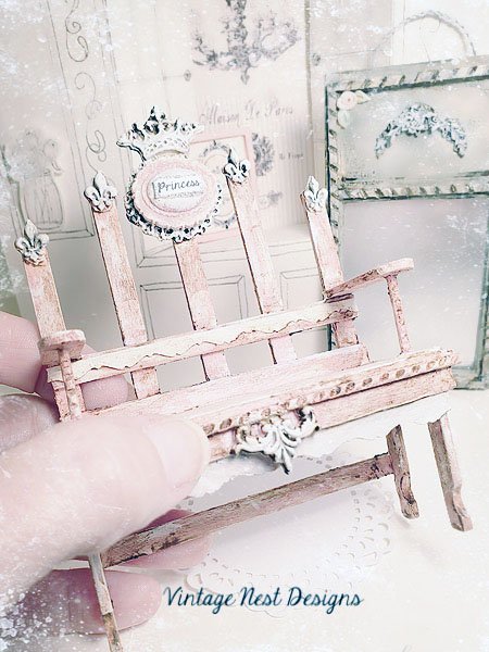 Shabby Princess Bench No.2 Dollhouse Miniature Handmade image 3