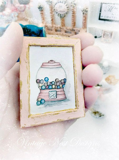 Gum Ball Candy No.1:1 Dollhouse Miniature Handmade Wooden Framed Art image 3