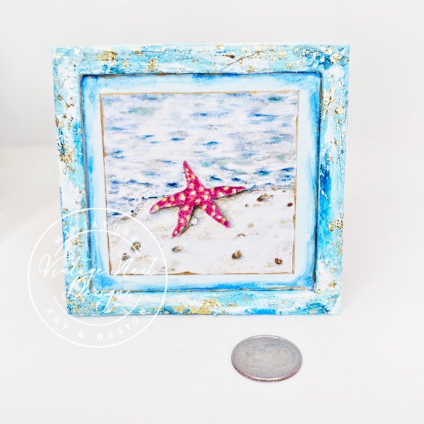 Starfish Ashore No.1:3 Dollhouse Miniature Handmade Wooden Framed Art image 7