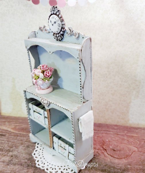 Blue Cabinet No.8 Dollhouse Miniature Handmade image 8