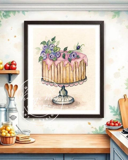 Cake No.6 Digital Prints Watercolor Painting image 0