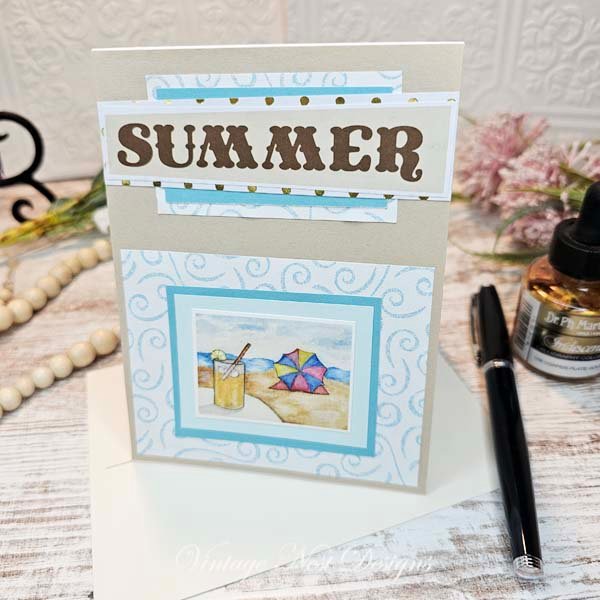 Summer Card No.1 Greeting Blank Inside Handmade One of a Kind image 2