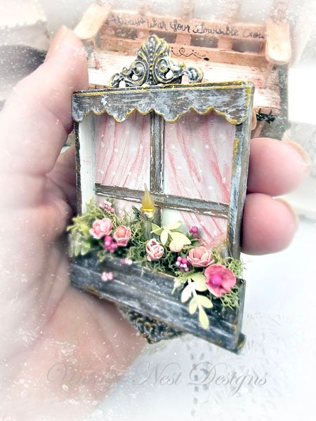 Window Scene No.1:1 Dollhouse Miniature Handmade Wooden Framed Art image 2