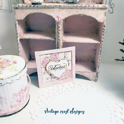 Valentine Lace Heart No.4 Dollhouse Miniature Handmade Framed Art image 7
