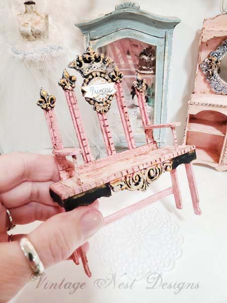 Shabby Princess Bench No.7 Dollhouse Miniature Handmade image 8