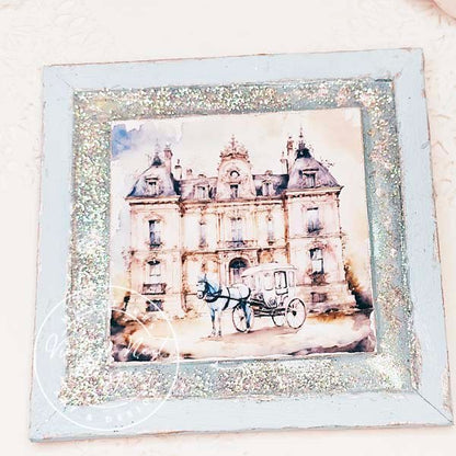 Horse and Carriage No.2:1 Dollhouse Miniature Handmade Wooden Framed Art image 3