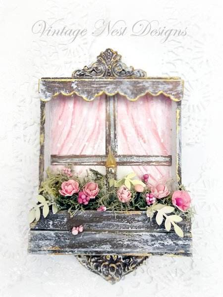 Window Scene No.1:1 Dollhouse Miniature Handmade Wooden Framed Art image 4