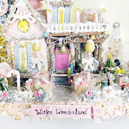 Miniature Christmas Victorian Mansion No.3 Putz Glitter Holiday Handmade One of a Kind image 11
