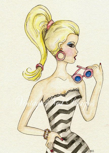 Barbie Doll No.1 Digital Print Watercolor Painting image 0