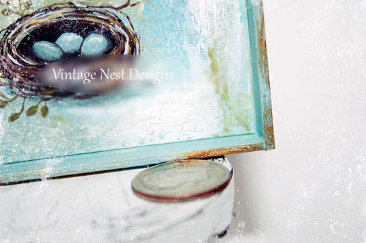 Bird Nest No.10:10 Dollhouse Miniature Handmade Wooden Framed Art image 1