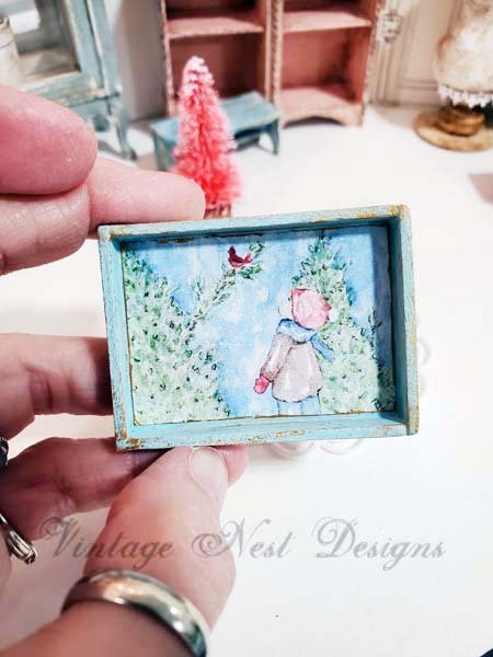 Little Boy and Cardinal No.1:1 Dollhouse Miniature Handmade image 1
