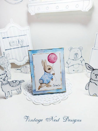 Nursery Cottontail Rabbit No.1:1 Dollhouse Miniature Handmade image 2