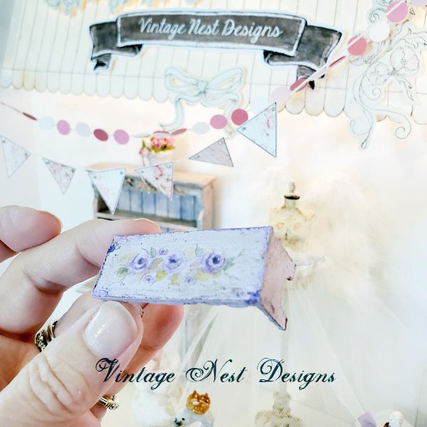 Lavender & Roses Bench No.13 Dollhouse Miniature Handmade image 1