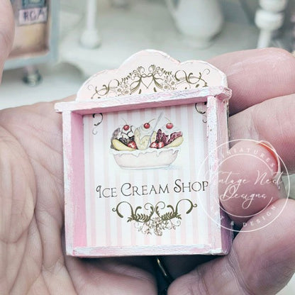 Banana Split Sundae Shelf No.2 Dollhouse Miniature Handmade Wooden Framed Art image 2