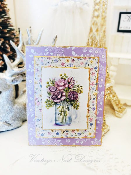 Florals No.14:1 Dollhouse Miniature Handmade Wooden Framed Art image 0