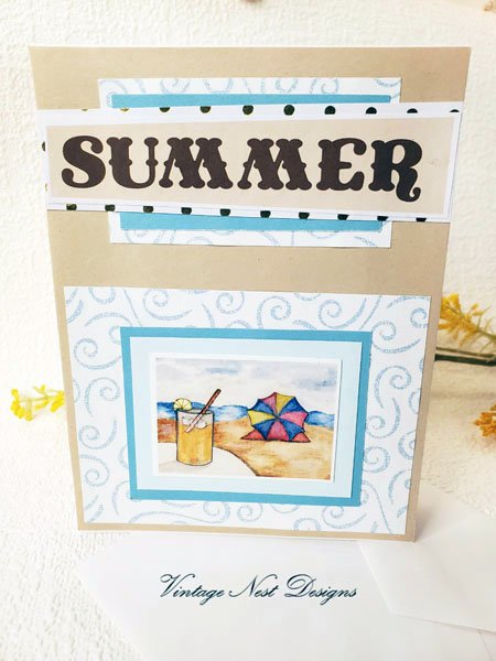 Summer Card No.1 Greeting Blank Inside Handmade One of a Kind image 4