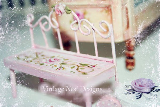 Metal & Wood Bench No.2 Dollhouse Miniature Handmade image 1