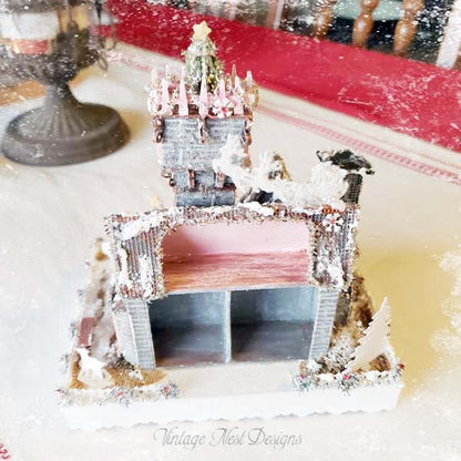 Victorian Mansion Putz Glitter Holiday Dollhouse House No.1 Handmade image 11