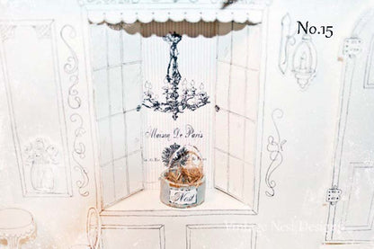 Bird Nest Basket No.15 Dollhouse Miniature Handmade Wooden Framed Art image 1