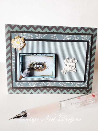 Bird Nest No.26 Greeting Blank Inside Handmade One of a Kind image 0