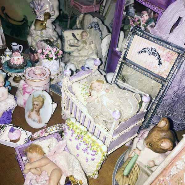 Baby Antique Style Crib No.5 Handmade Dollhouse Miniature image 2