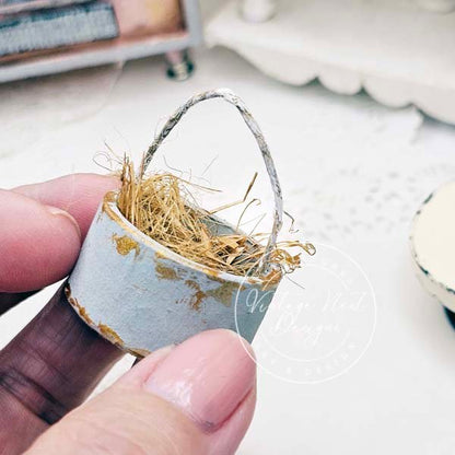 Bird Nest Basket No.17 Handmade Miniature image 2