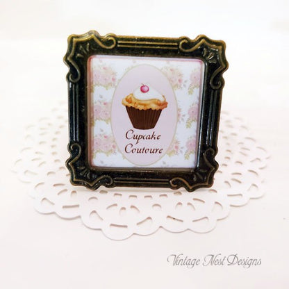 Cupcake Sign No.35 Dollhouse Miniature Handmade image 0
