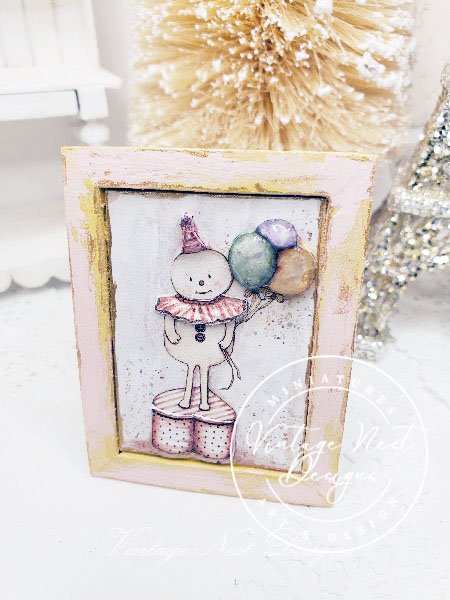 Birthday Wishes for You in 3D Dollhouse Miniature Handmade Wooden Framed Art image 0