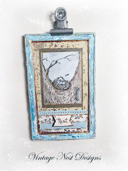 Bird Nest Tree No.2:2 Dollhouse Miniature Handmade Wooden Framed Art image 6