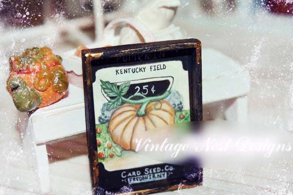 Pumpkin Seeds No.1:1 Dollhouse Miniature Handmade Wooden Framed Art image 2