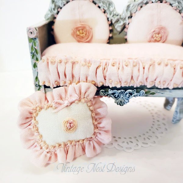 Pink Sofa No.1 Dollhouse Miniature Handmade image 10