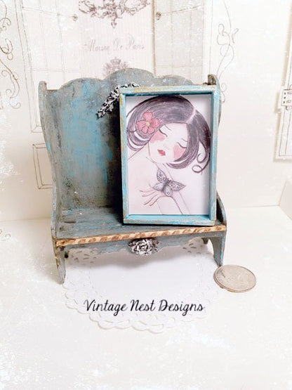 Asian Woman No.1:2 Miniature Handmade Framed Art image 3