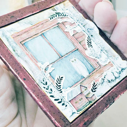 Barn Owl No.1:1 Dollhouse Miniature Handmade Wooden Framed Art image 2