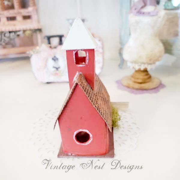 Putz Red School House No.1 Handmade Miniature image 2