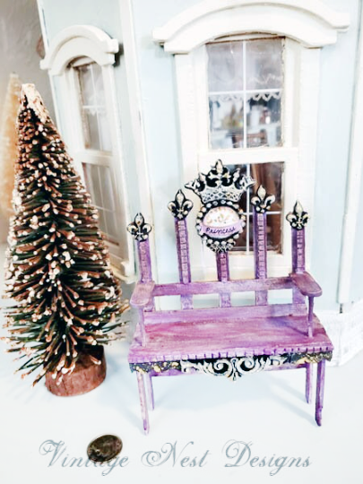 Shabby Princess Bench No.4 Dollhouse Miniature Handmade image 1