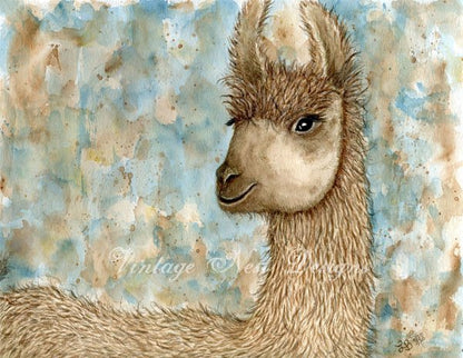 Llama No.1 Digital Prints Watercolor Painting image 0