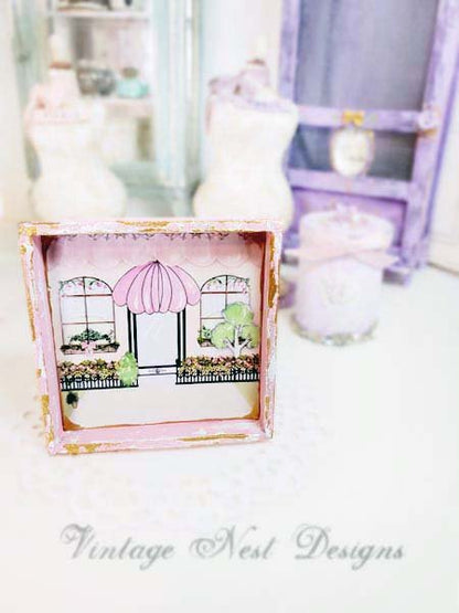 Store Front No.6:3 Dollhouse Miniature Handmade Wooden Framed Art image 0