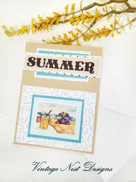Summer Card No.1 Greeting Blank Inside Handmade One of a Kind image 5