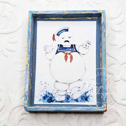 Stay Puft No.1:1 Dollhouse Miniature Handmade Wooden Framed Art image 3
