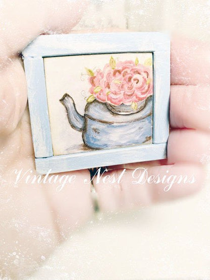 Tea Kettle No.2 Dollhouse Miniature Handmade Original Painting image 7
