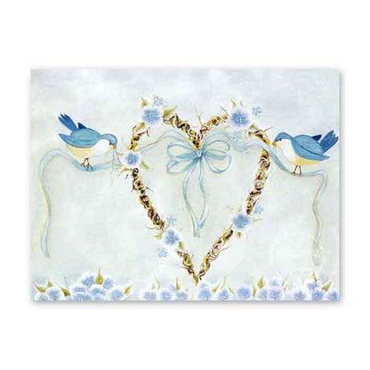 Blue Birds Periwinkles Digital Prints Acrylic Painting image 1